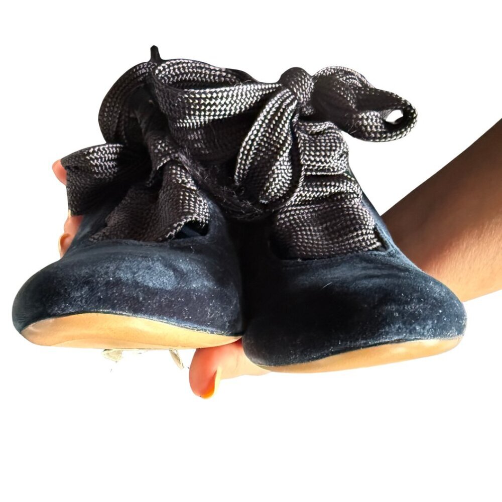 Chloe Harper Blue Velvet Lace Up Ankle Boots With Tassels Women’s Size 41 - Picture 5 of 9
